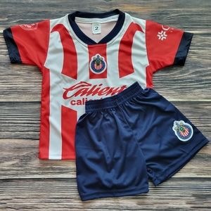 Chivas kid's soccer jersey and shorts